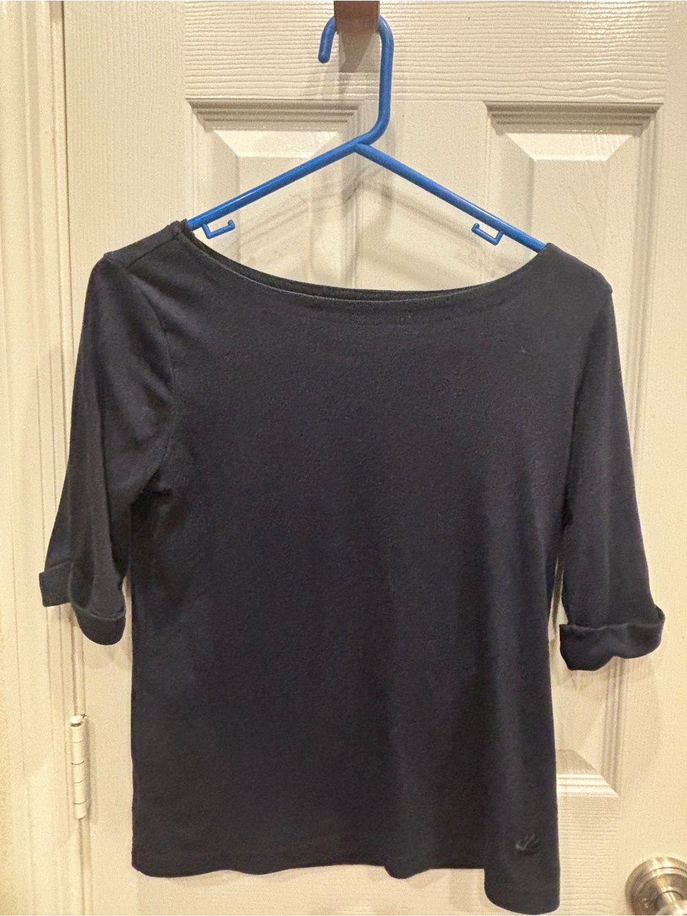 Gloria Vanderbilt Women’s Classic Navy Boatneck Top - Casual 3/4 Sleeve